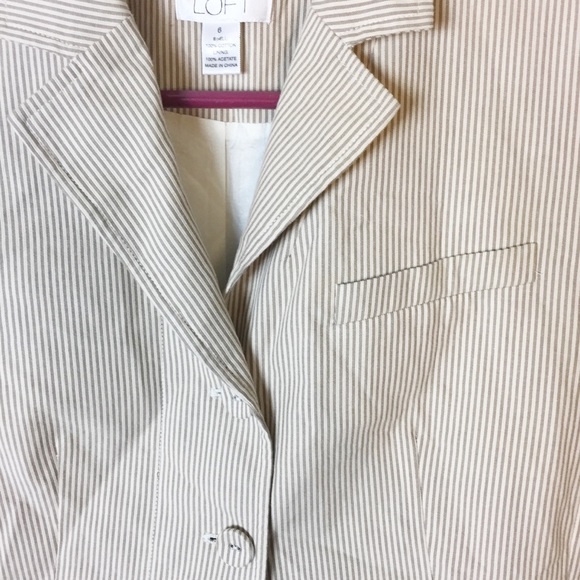 Loft Cream Stripped Classic Three Button Blazer B5 - Picture 4 of 5
